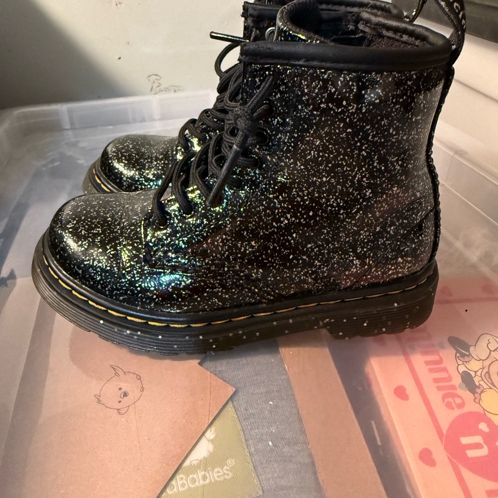 Dr. Martens toddler size 9 Black Glitter Combat Boots